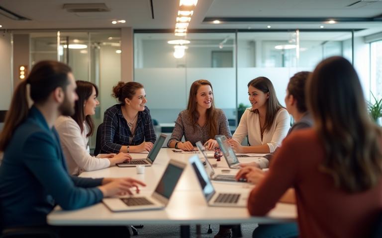Photo of LevelUp Solutions team members collaborating