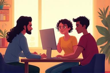 Illustration representing a small creative team